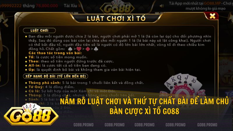 Go88 mang đến sảnh Xì Tố chuyên nghiệp với tỷ lệ trả thưởng cực kỳ hấp dẫn