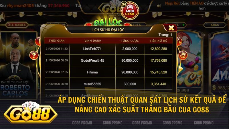 Theo dõi lịch sử hũ để nâng cao tỷ lệ thắng bầu cua Go88