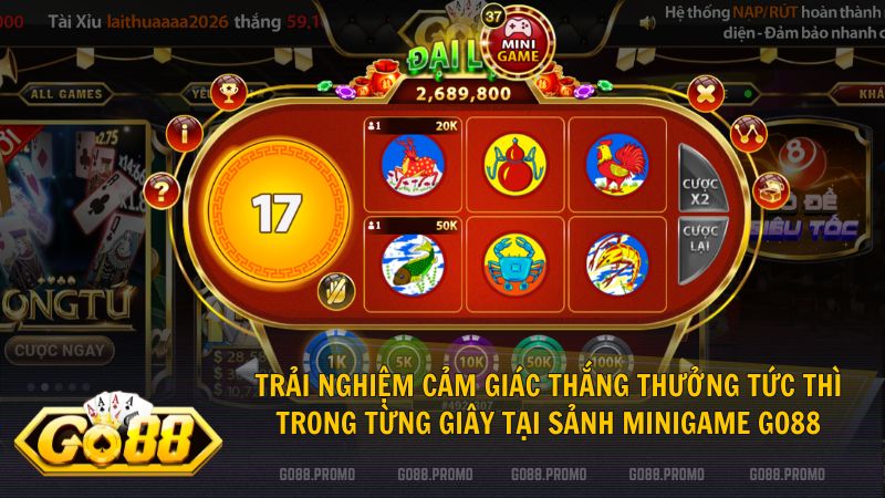 Tận hưởng đồ họa sắc nét và âm thanh sống động trong từng phiên chơi minigame Go88